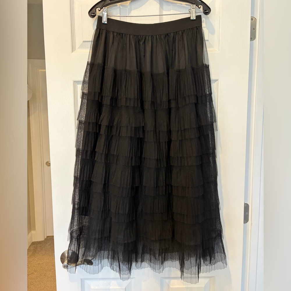 Midi Black Tulle Studio West Skirt - Picture 2 of 4